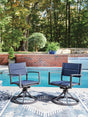 Rocky Creek Blue/Gray Outdoor Sling Swivel Chair set of 2 angled view