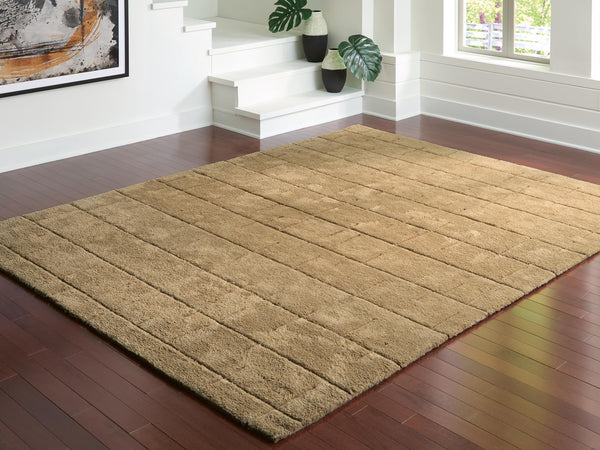 Luzmont Golden Brown Large Rug top view