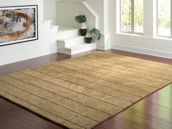 Luzmont golden brown extra large rug full view