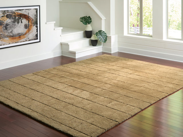 Luzmont golden brown extra large rug full view