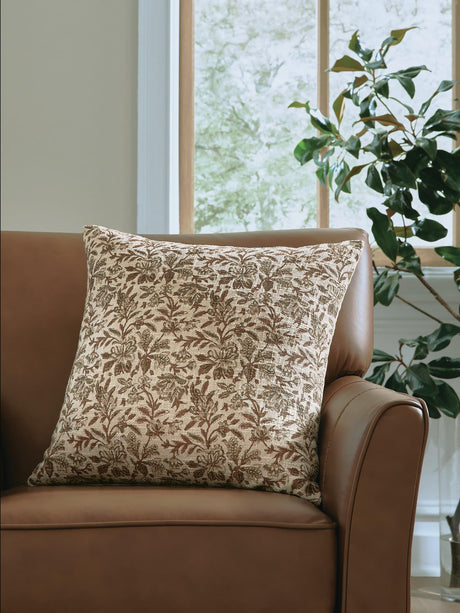 Altmontner Brown and Beige Floral Accent Pillow front view