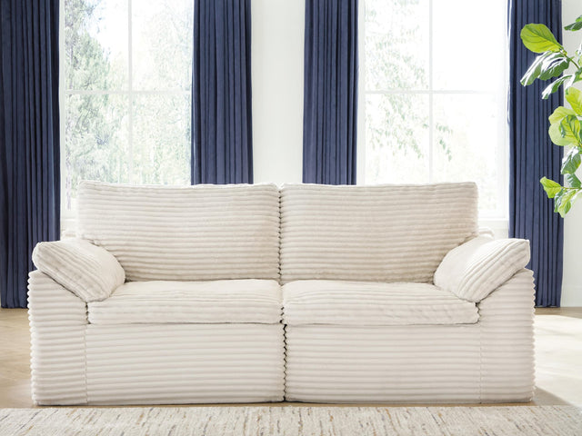 Fannin Ivory Chenille corner sectional chair front view