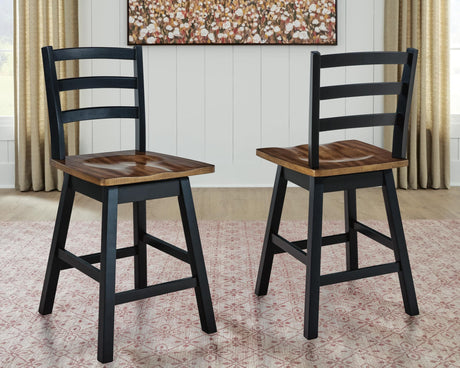 Wildenauer counter height swivel barstool front angle