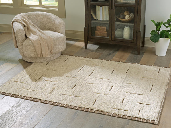 Clayman Beige and Brown Medium Rug front angle