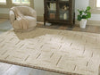 Clayman Beige and Brown Large Wool Rug laid flat showing geometric pattern