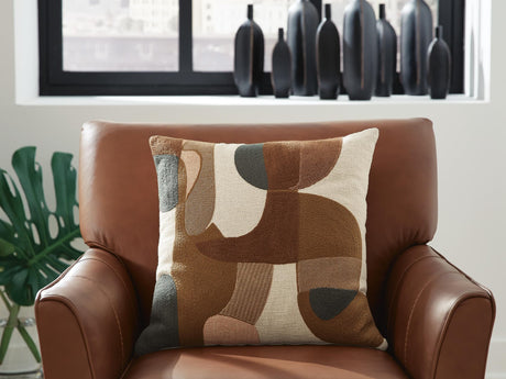 Hallam pillow set of 4 with embroidered sienna gold and charcoal abstract design
