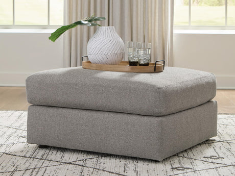 Lindon Oversized Accent Ottoman in smoke performance fabric angled view