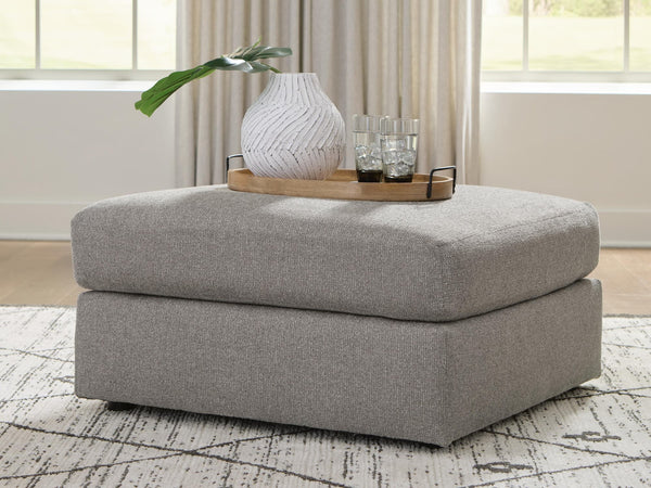 Lindon Oversized Accent Ottoman in smoke performance fabric angled view