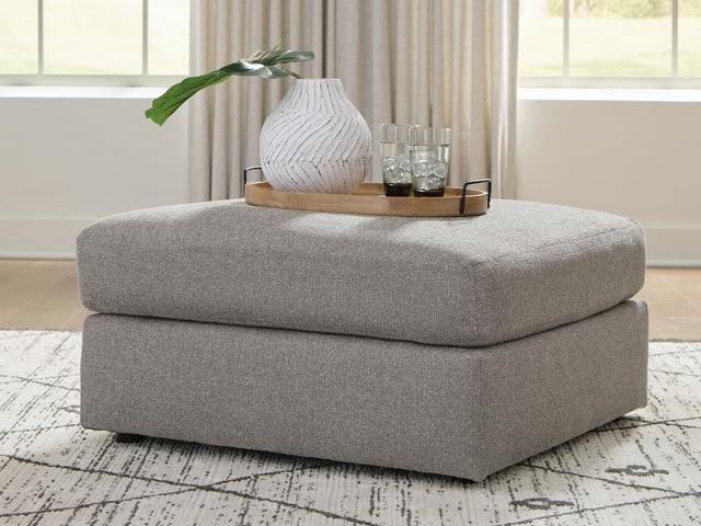 Lindon Oversized Accent Ottoman in smoke performance fabric angled view