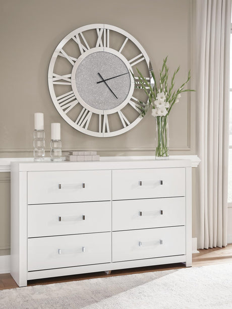 Maeling White 6-Drawer Dresser front view closed