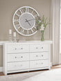 Maeling White 6-Drawer Dresser front view closed