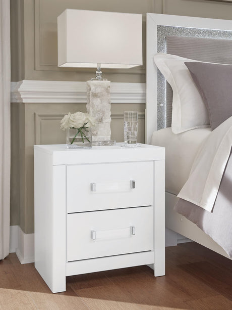Maeling white contemporary nightstand front view