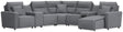 Modmax II Salt and Pepper 7-Piece Power Reclining Sectional with Chaise and Audio System front view