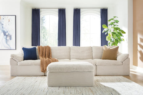 Main view of Fannin Ivory 4-Piece Sectional Sofa with Ottoman