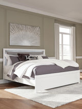Maeling White King Upholstered Panel Bed front view