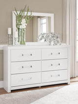 Maeling White Dresser and Mirror front view
