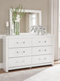 Maeling White Dresser and Mirror front view