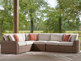 Dolan Creek Beige/Brown 4-Piece Outdoor Sectional front angle