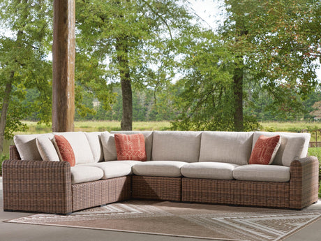 Dolan Creek Beige/Brown 4-Piece Outdoor Sectional front angle