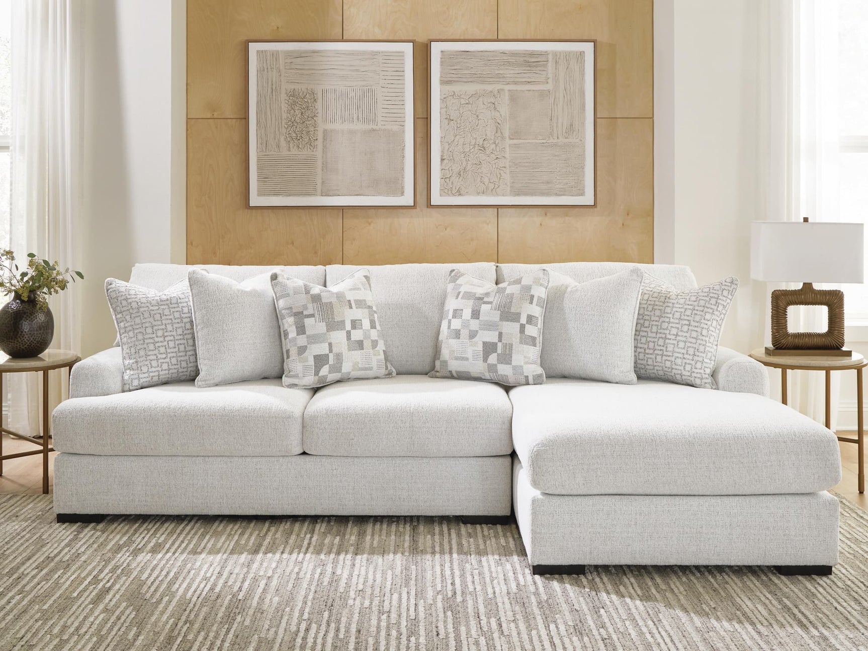 Misty-Lakes Chalk 2-Piece Sectional Sofa with chaise, front view