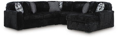 Midnight-Madness Onyx 5-Piece sectional sofa with chaise, front view