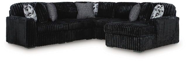 Midnight-Madness Onyx 5-Piece sectional sofa with chaise, front view