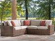 Dolan Creek Beige/Brown 3-Piece Outdoor Sectional front view