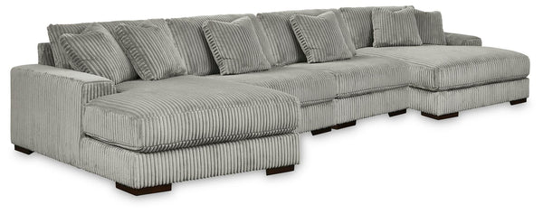 Main view of Lindyn Fog 4-Piece Sectional Sofa with Double Chaise