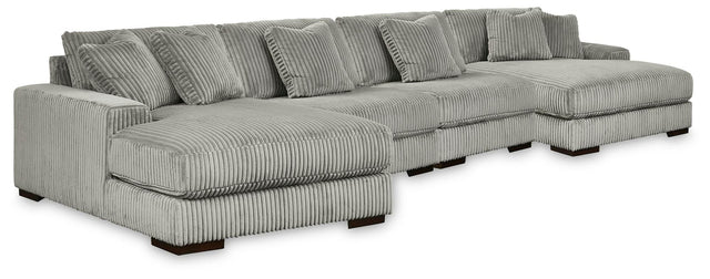 Main view of Lindyn Fog 4-Piece Sectional Sofa with Double Chaise