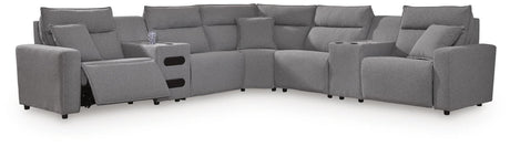 Modmax II 7-piece power reclining sectional with audio consoles front view