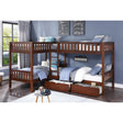 Rowe Dark Cherry Corner Bunk Bed with Storage Boxes overall full view