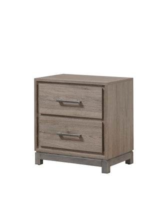 River Brown 2-drawer nightstand front view showing drawer detail