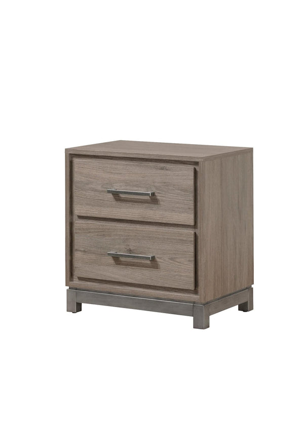 River Brown 2-drawer nightstand front view showing drawer detail
