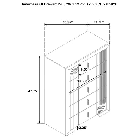 Etienne 5-Drawer Bedroom Chest of Drawers Walnut — product image 13