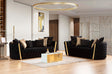 Main view of Sofia Black Velvet Sofa and Loveseat set