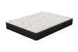 Front view of Gold luxury firm queen mattress with black and white cover