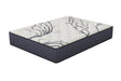 Grand White & Blue Hybrid Medium Full Mattress with plush quilt cover, side view