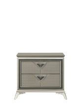 Larana Olive Silver Champagne Nightstand front angled view