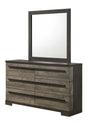 Remington Gray 6-Drawer Solid Wood and Veneer Dresser angled view