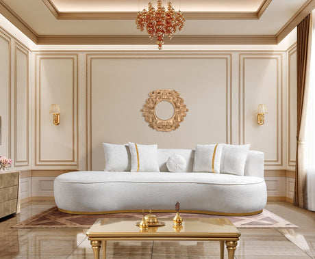 Sophia Ivory Boucle Chaise Lounge front view