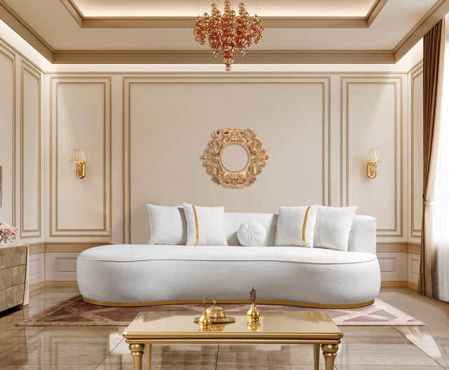 Sophia Ivory Boucle Chaise Lounge front view