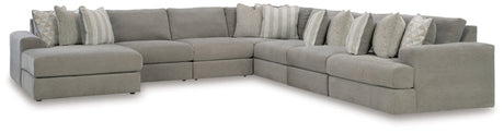 Avaliyah Ash Chenille 7-Piece Sectional Sofa with Chaise, main front view