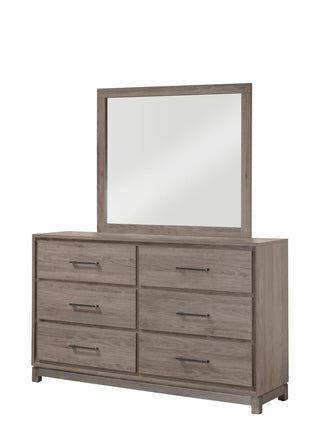 River Brown 6-drawer solid wood dresser front view