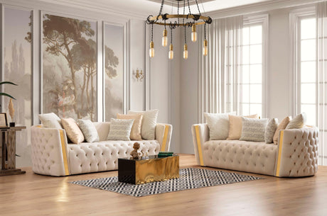 Sofia ivory velvet sofa main view