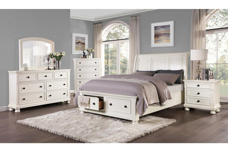 Laurelin White Sleigh Storage Bedroom Set bed front view