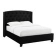 Eva Black Tufted Upholstered Queen Bed front angle