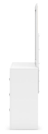 Binterglen White Dresser and Mirror — side view