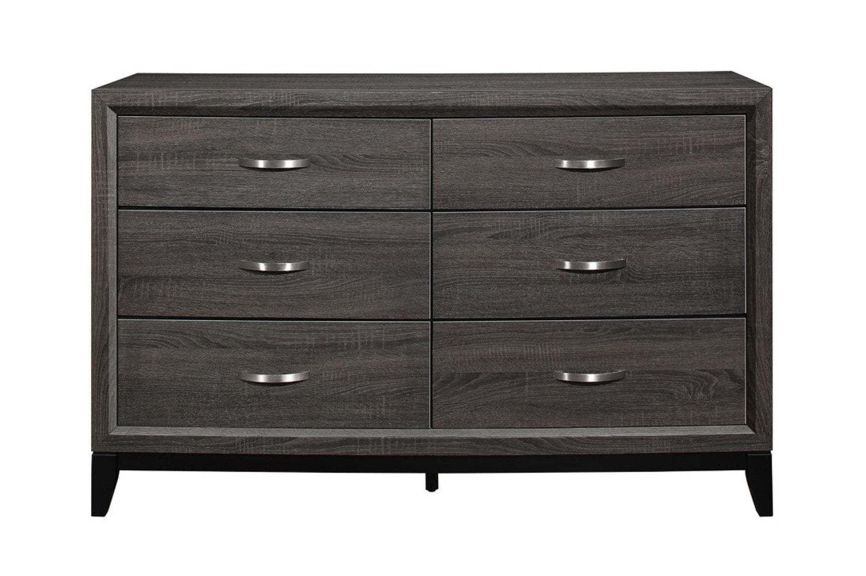 Front view of Davi Nickel Solid Wood Platform Bed