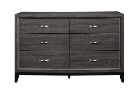 Front view of Davi Nickel Solid Wood Platform Bed