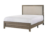 Millie Grey Twin Bed with Fabric Upholstered Panel Headboard Front View